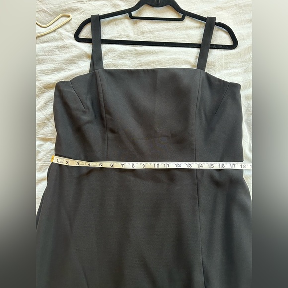 After Six Spaghetti Strap Crepe Trumpet Bridesmaid or Prom Dress in Black - Picture 5 of 6